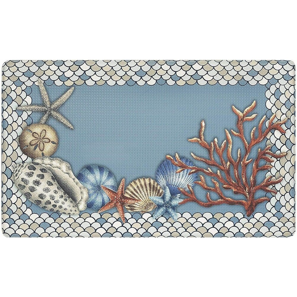 ANTI-FATIGUE NON SLIP FLOOR MAT (18"x30") PVC,SEALIFE, STARFISH & SHELLS, Achim